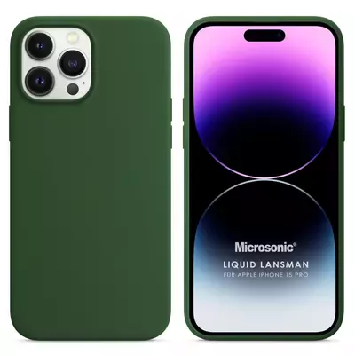 Microsonic Apple iPhone 15 Pro Kılıf Liquid Lansman Silikon Koyu Yeşil