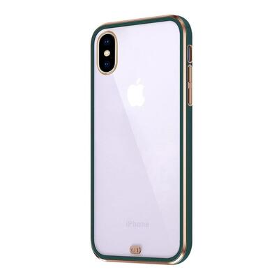 Microsonic Apple iPhone X Kılıf Laser Plated Soft Koyu Yeşil