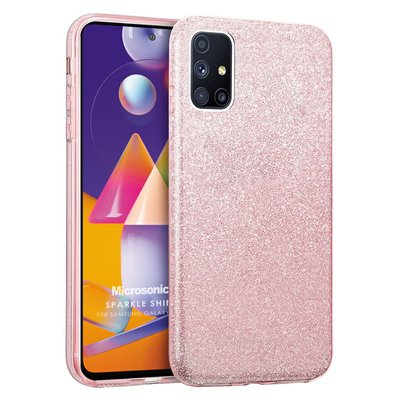 Microsonic Samsung Galaxy M31s Kılıf Sparkle Shiny Rose Gold