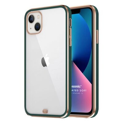 Microsonic Apple iPhone 13 Kılıf Laser Plated Soft Koyu Yeşil