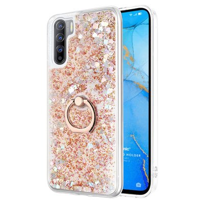 Microsonic Oppo Reno 3 Kılıf Glitter Liquid Holder Gold