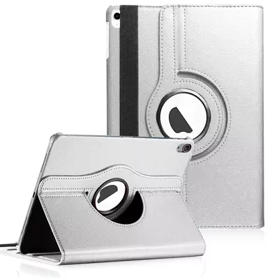 Microsonic Apple iPad Air 13 2025 Kılıf (A3268-A3269) 360 Rotating Stand Deri Gümüş
