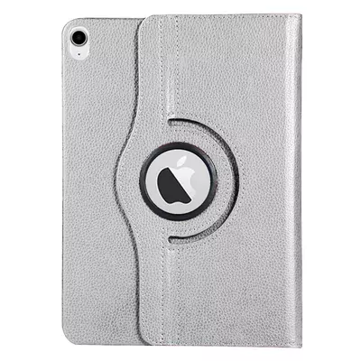 Microsonic Apple iPad Air 13 2025 Kılıf (A3268-A3269) 360 Rotating Stand Deri Gümüş