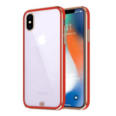 Microsonic Apple iPhone X Kılıf Laser Plated Soft Kırmızı