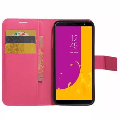 Microsonic Cüzdanlı Deri Samsung Galaxy J8 Kılıf Pembe