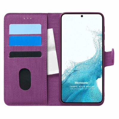 Microsonic Samsung Galaxy S22 Plus Kılıf Fabric Book Wallet Mor