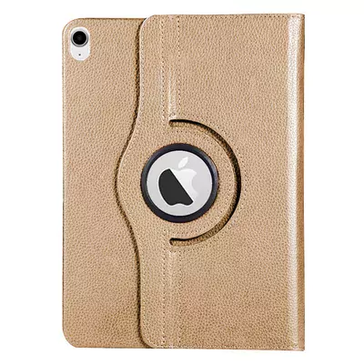 Microsonic Apple iPad Air 13 2025 Kılıf (A3268-A3269) 360 Rotating Stand Deri Gold