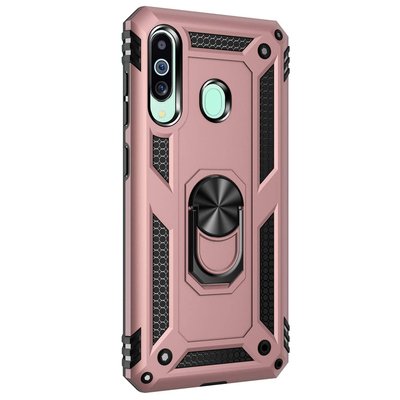 Microsonic Samsung Galaxy A60 Kılıf Military Ring Holder Rose Gold