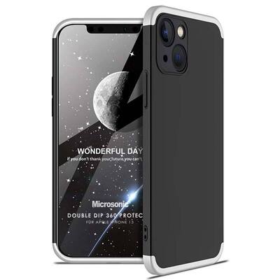 Microsonic Apple iPhone 13 Kılıf Double Dip 360 Protective AYS Siyah Gri