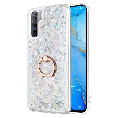 Microsonic Oppo A91 Kılıf Glitter Liquid Holder Gümüş