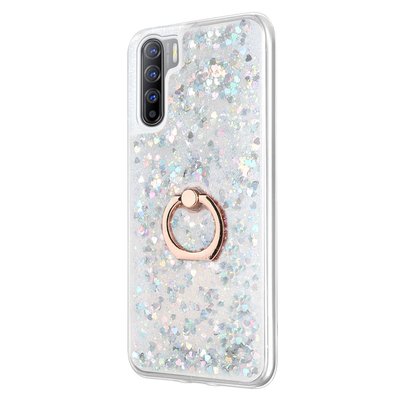 Microsonic Oppo A91 Kılıf Glitter Liquid Holder Gümüş