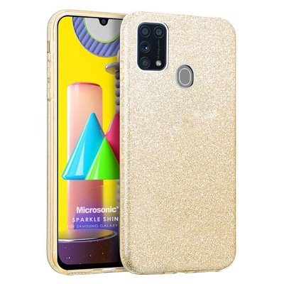 Microsonic Samsung Galaxy M31 Kılıf Sparkle Shiny Gold