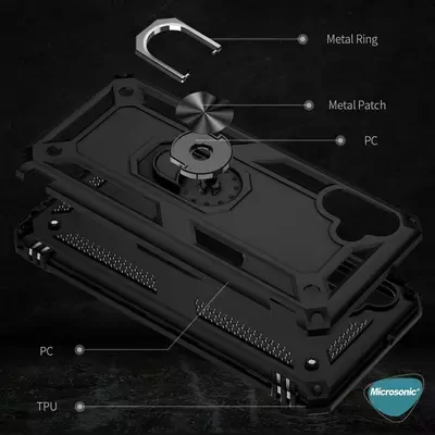 Microsonic Samsung Galaxy A05 Kılıf Military Ring Holder Siyah