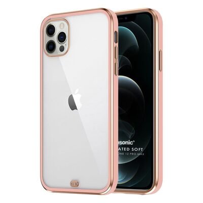 Microsonic Apple iPhone 12 Pro Max Kılıf Laser Plated Soft Pembe