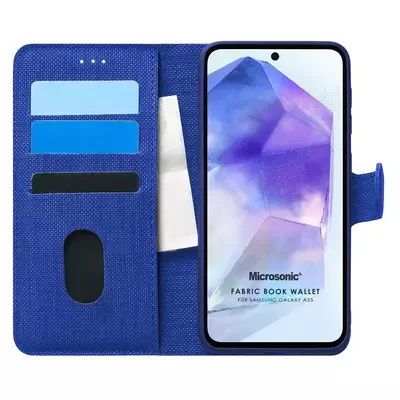 Microsonic Samsung Galaxy A55 Kılıf Fabric Book Wallet Lacivert