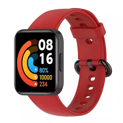 Microsonic Xiaomi Poco Watch Kordon, Silicone Sport Band Kırmızı