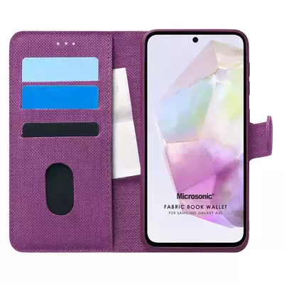 Microsonic Samsung Galaxy A35 Kılıf Fabric Book Wallet Mor