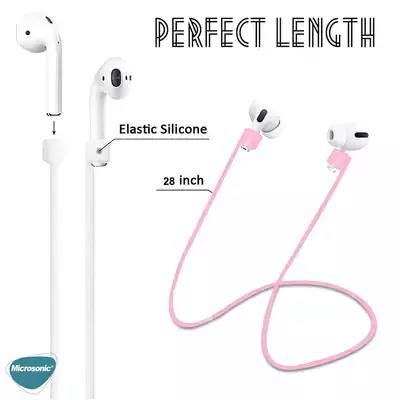 Microsonic Apple AirPods 1. Nesil / 2. Nesil Neck Rope Silicone Pembe