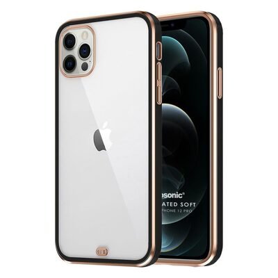 Microsonic Apple iPhone 12 Pro Kılıf Laser Plated Soft Siyah