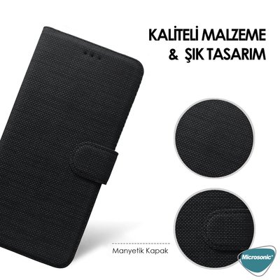 Microsonic Xiaomi Mi 10T Kılıf Fabric Book Wallet Gold