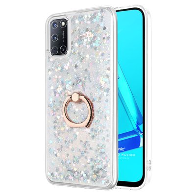 Microsonic Oppo A72 Kılıf Glitter Liquid Holder Gümüş