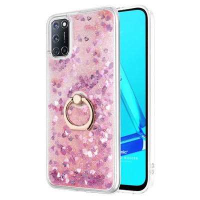 Microsonic Oppo A52 Kılıf Glitter Liquid Holder Pembe