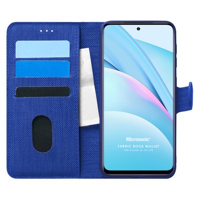 Microsonic Xiaomi Mi 10T Lite Kılıf Fabric Book Wallet Lacivert