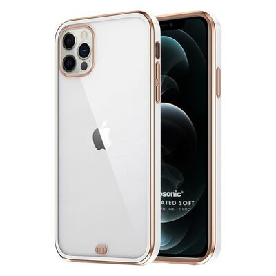 Microsonic Apple iPhone 12 Pro Kılıf Laser Plated Soft Beyaz