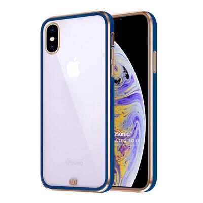 Microsonic Apple iPhone XS Max Kılıf Laser Plated Soft Lacivert