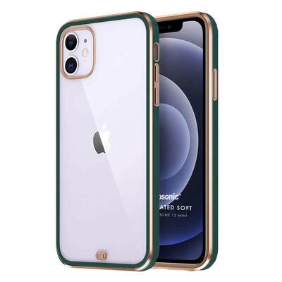 Microsonic Apple iPhone 12 Mini Kılıf Laser Plated Soft Koyu Yeşil