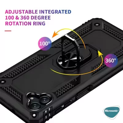 Microsonic Samsung Galaxy A05 Kılıf Military Ring Holder Lacivert