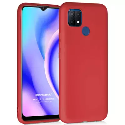 Microsonic Matte Silicone Oppo A15 Kılıf Kırmızı