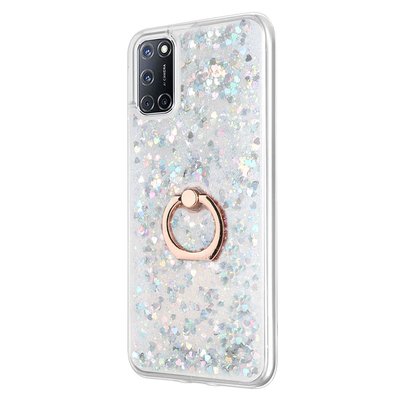 Microsonic Oppo A52 Kılıf Glitter Liquid Holder Gümüş