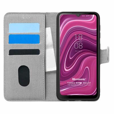 Microsonic Reeder P13 Blue Plus 2022 Kılıf Fabric Book Wallet Gri