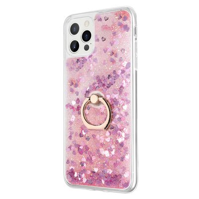 Microsonic Apple iPhone 12 Pro Max Kılıf Glitter Liquid Holder Pembe