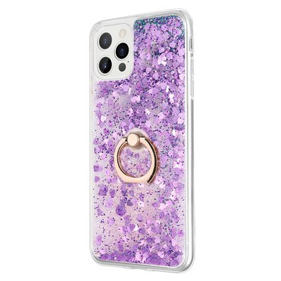 Microsonic Apple iPhone 12 Pro Max Kılıf Glitter Liquid Holder Mor