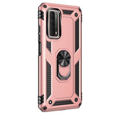 Microsonic Huawei P Smart 2021 Kılıf Military Ring Holder Rose Gold