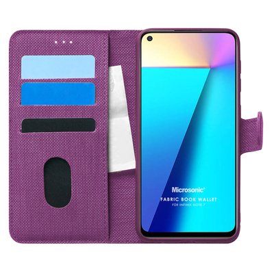 Microsonic Infinix Note 7 Kılıf Fabric Book Wallet Mor