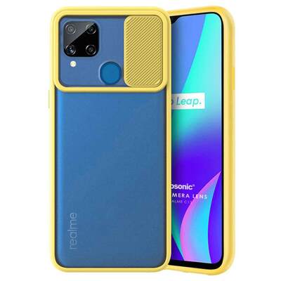 Microsonic Realme C15 Kılıf Slide Camera Lens Protection Sarı