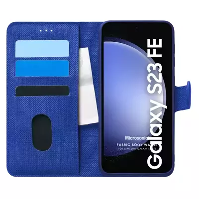 Microsonic Samsung Galaxy S23 FE Kılıf Fabric Book Wallet Lacivert