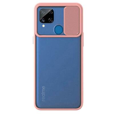 Microsonic Realme C15 Kılıf Slide Camera Lens Protection Rose Gold