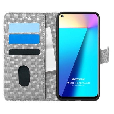 Microsonic Infinix Note 7 Kılıf Fabric Book Wallet Gri