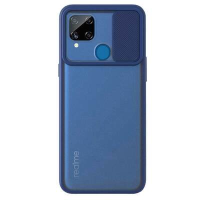 Microsonic Realme C15 Kılıf Slide Camera Lens Protection Lacivert