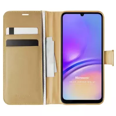 Microsonic Samsung Galaxy A05 Kılıf Delux Leather Wallet Gold