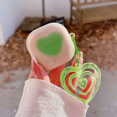 Microsonic Samsung Galaxy Buds Core Kılıf Süslü Renkli Kalp Desenli Yeşil