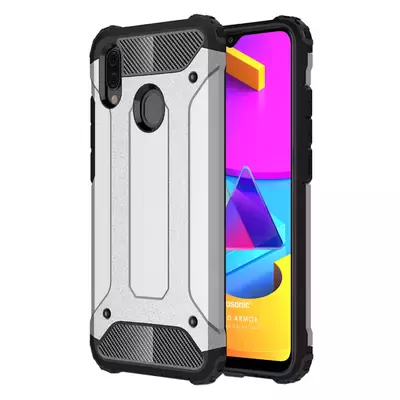 Microsonic Samsung Galaxy M10s Kılıf Rugged Armor Gümüş