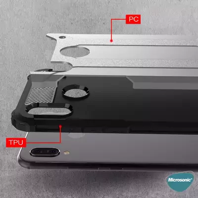 Microsonic Samsung Galaxy M10s Kılıf Rugged Armor Gümüş