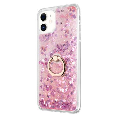 Microsonic Apple iPhone 12 Kılıf Glitter Liquid Holder Pembe