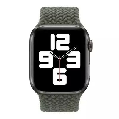 Microsonic Apple Watch Series 9 45mm Kordon, (Large Size, 160mm) Braided Solo Loop Band Koyu Yeşil