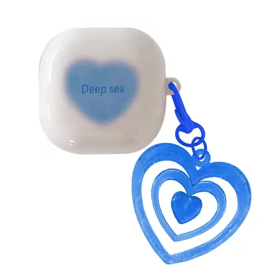 Microsonic Samsung Galaxy Buds Core Kılıf Süslü Renkli Kalp Desenli Mavi